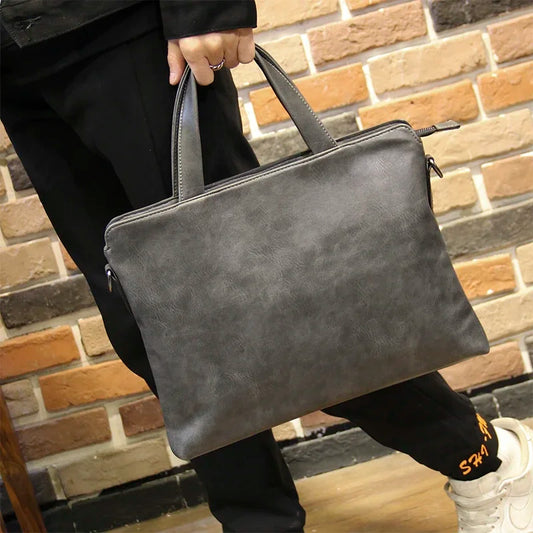 Brand Crazy horse pu leather men bags vintage business leather briefcase men's Briefcase men travel bags tote laptop bag man bag