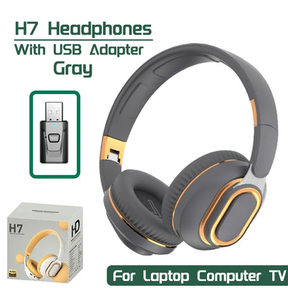 H7 Tv Bluetooth Headphone Wireless Headphone With USB Adaptor Headset Noise Cancelling Stereo Bass Earphone Foldable for TV PC