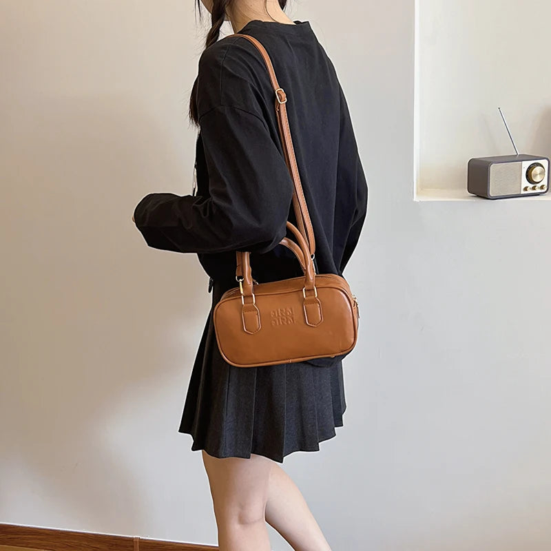 Women Leather Shoulder Bag Versatile Square Hobo Bag Casual Satchel Sling Bag Top Handle Bag Commuting Bag