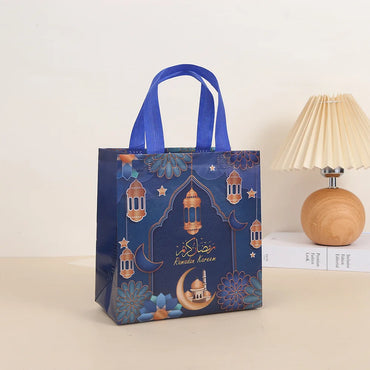 4/8/pcs Beg Hadiah Bukan Tenunan Ramadan Mubarak dengan Pemegang Beg Gula-gula Pesta Eid Mubarak untuk Hiasan Parti Muslim Eid Mubarak 