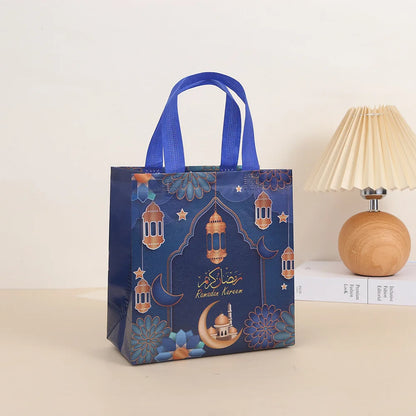 4/8/pcs Beg Hadiah Bukan Tenunan Ramadan Mubarak dengan Pemegang Beg Gula-gula Pesta Eid Mubarak untuk Hiasan Parti Muslim Eid Mubarak 