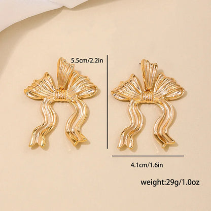 1 Pasang Anting-Anting Stud Reben Logam Keluli Tahan Karat untuk Wanita Perempuan 18K Bersalut Emas Kenyataan Cute Set Perhiasan Tindik Hadiah 