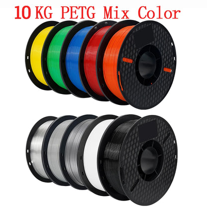 Filamen PLA 10KG PETG Filamen 3d 1.75mm Untuk Filamen Pencetak 3D 10gulung/set Warna dan bahan campuran FDM Printing Fast Ship