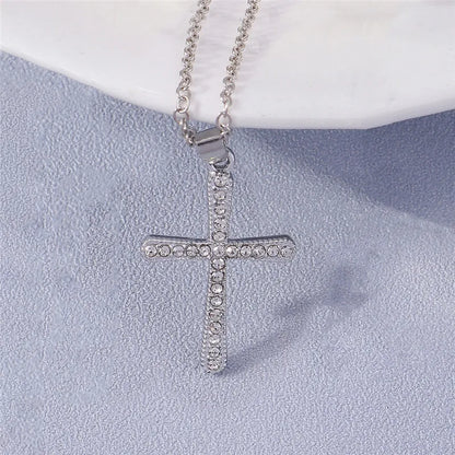 Fashion Cross Necklace for Women Men Gold Silver Color Dazzling Crystal Jesus Crucifix Necklace Christian Jewelry Wholesale