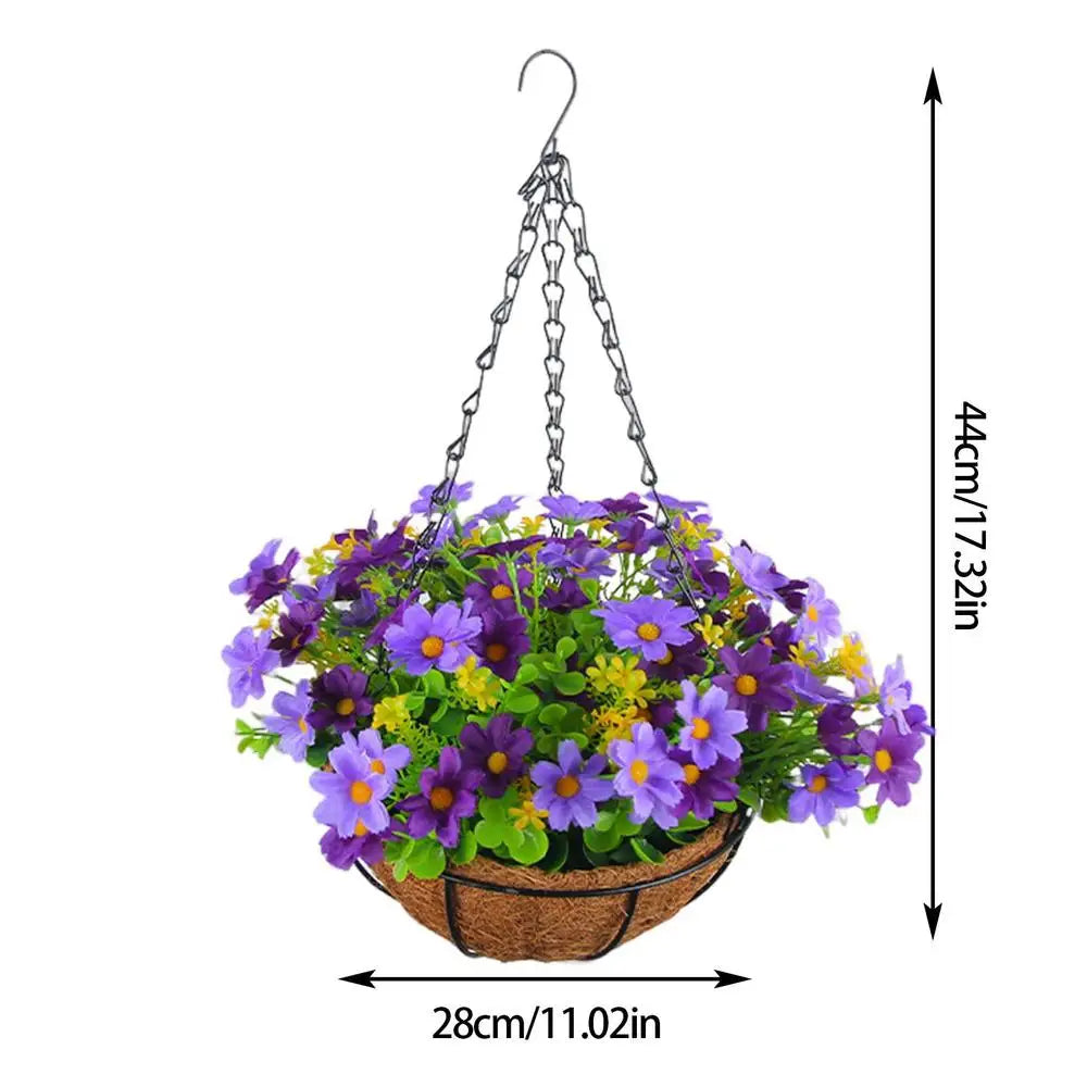 Artificial Hanging Flowers In Basket Silk Daisy Fake Flowers Chain Hanging Basket Flowerpot Wedding Home Party DIY Decoration