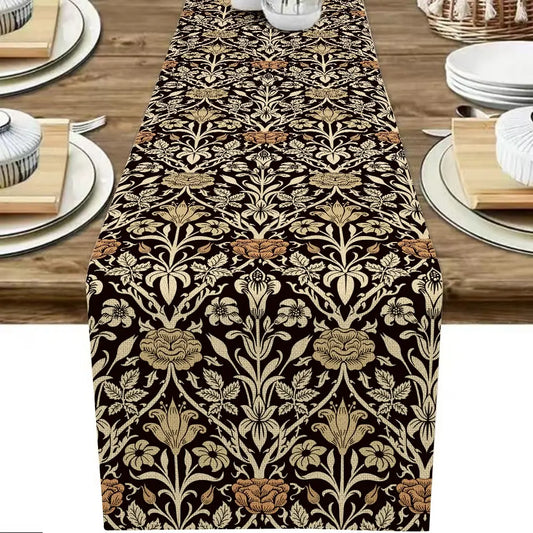 1pc William Morris Floral Table Runner, Vintage Flowers Dining TableKitchen Decoration, For Family Dining Table Vacation Party