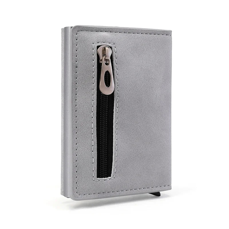 ZOVYVOL Credit Card Holder 2022 New Aluminum Box Card Wallet Men RFID PU Leather Pop Up Card Case Magnet Carbon Fiber Coin Purse