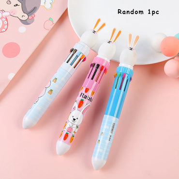 Random 1pc Kawaii Cute Animal Cartoon Ballpoint Pen 19 Types School Office Supply Stationery 10 Multicolored Pen Colorful Refill