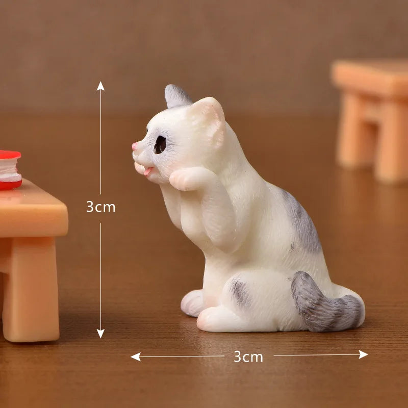 1pcs Resin Cats Ornament Kitten Figurine Animal Miniature Fairy Garden Doll House Decoration DIY Micro Landscape Home Decor