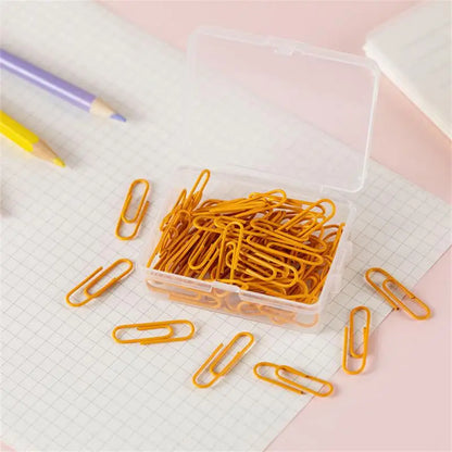Box Colored Paper Clip Metal Clips Memo Clip Bookmarks Stationery Office Accessories School Supplies Length 18mm/50mm
