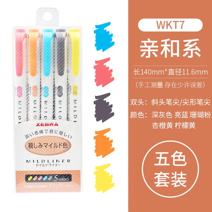 5/10pcs Zebra Highlighter Pen Markers Double Ended Twin Tip Highlighter Set For School Office Drawing Writing Japanese Stationer