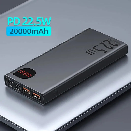 20000mAh Power Bank  Portable Fast Charging Power bank Type-C 22.5W PD Qucik Charge External Battery Charger