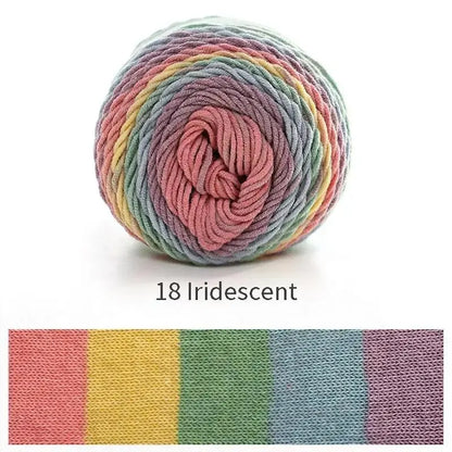 (1PC) 5-Strand Milk Cotton Dyed Rainbow Cotton Handmade DIY Woven Yarn Scarf Pillow Blanket Material Yarn