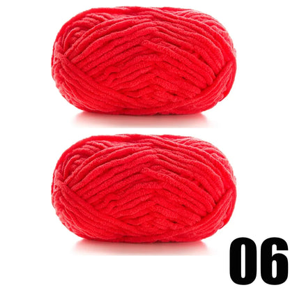 2pcsX50g Benang Baldu Tebal Buatan Tangan DIY Mengait Benang Talian Bulu Topi Selendang Benang Chenille Lembut Knit Wol 