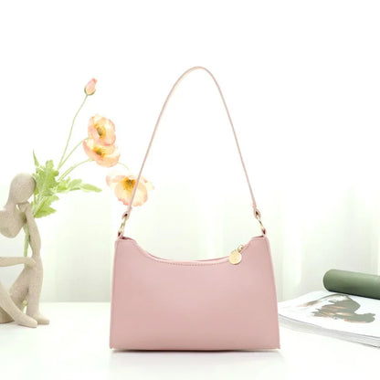 Beg Tangan Beg Bahu Putih yang Elegan untuk Wanita Dompet Kulit Kecil Beg Ketiak Hobo Wanita Bergaya Setengah Bulan Beg Clutch Bahu 