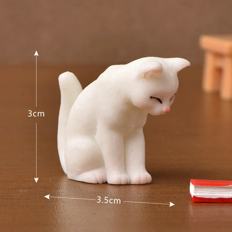 1pcs Resin Cats Ornament Kitten Figurine Animal Miniature Fairy Garden Doll House Decoration DIY Micro Landscape Home Decor