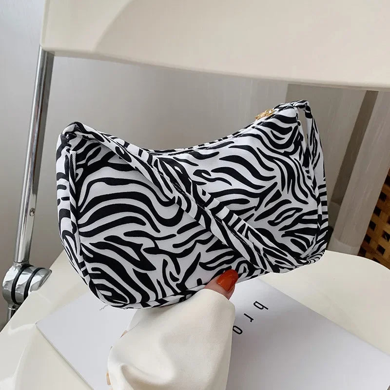 Women Shoulder Bag Fashion Animal Pattern Print Bag Casual Nylon Butterfly Leopard Zebra Cow Print Women Handbag Underarm Bags