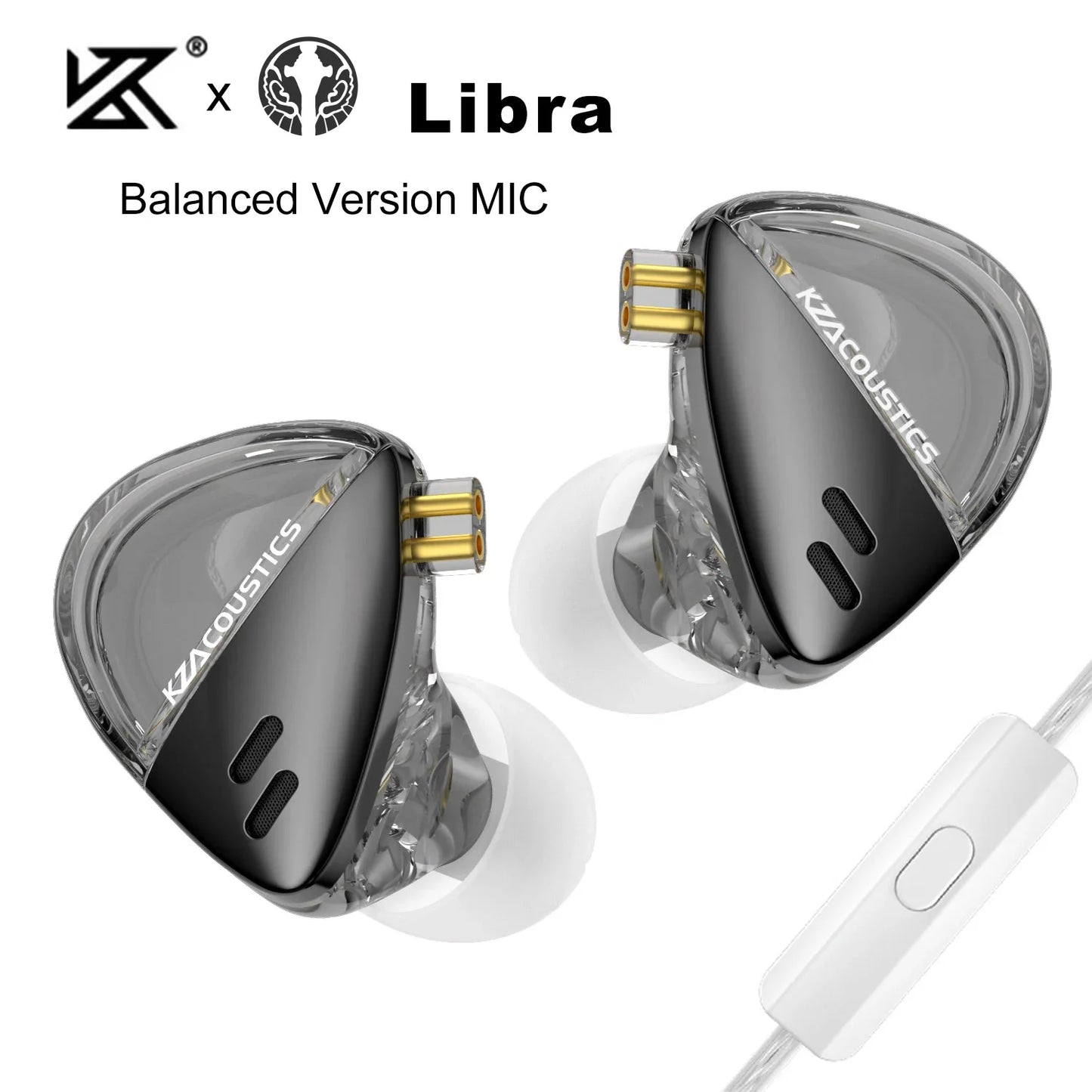 KZ X Angelears Libra Wired HiFi In-Ear Earphone Ultra-Wide Frequency Dynamic IEMs Monitor Headphone With 0.75 Detachable cable