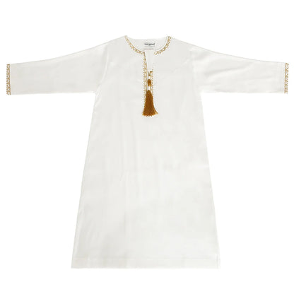 Arab Muslim Kids Boy Jubba Thobe Abaya Satin Long Dress Kaftan untuk Anak-anak Pakaian Islami Jubah Panjang Dress Dubai Arab Ramadan 