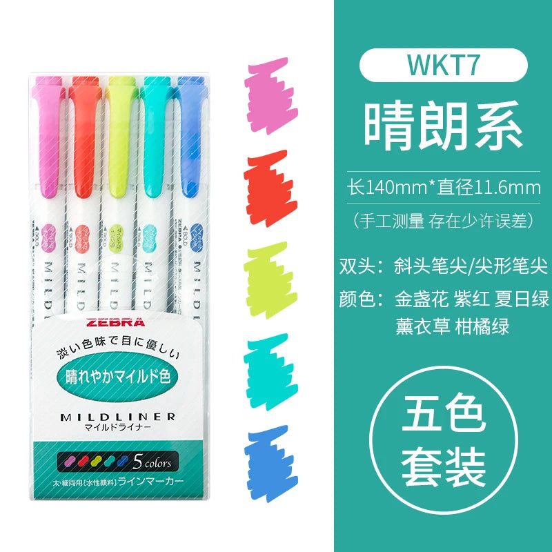 5/10pcs Zebra Highlighter Pen Markers Double Ended Twin Tip Highlighter Set For School Office Drawing Writing Japanese Stationer