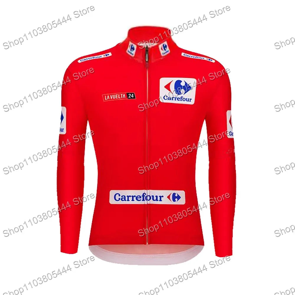 2024 Spain Tour Cycling Jersey Long Sleeve Men TDF Red Green Cycling Clothing Bicycle Tops Road Bike Wear Shirts MTB Uniform