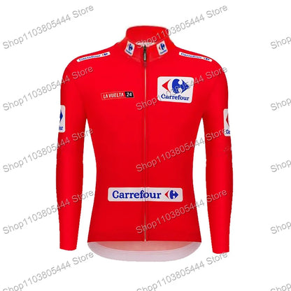 2024 Spain Tour Cycling Jersey Long Sleeve Men TDF Red Green Cycling Clothing Bicycle Tops Road Bike Wear Shirts MTB Uniform