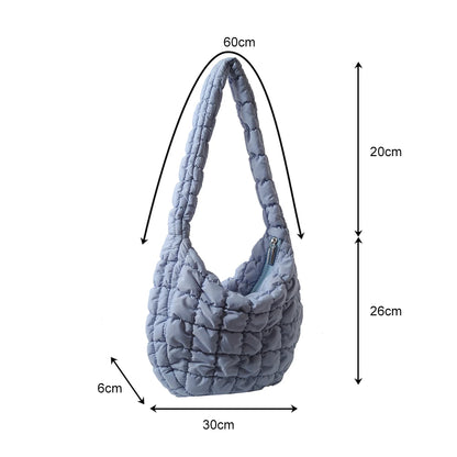 Beg Selempang Berlapis Empuk Baharu untuk Wanita Beg Bahu Awan Berlipat Bubbles Beg Tangan Berbentuk Baldi Tote Besar Beg Tangan Ruched 