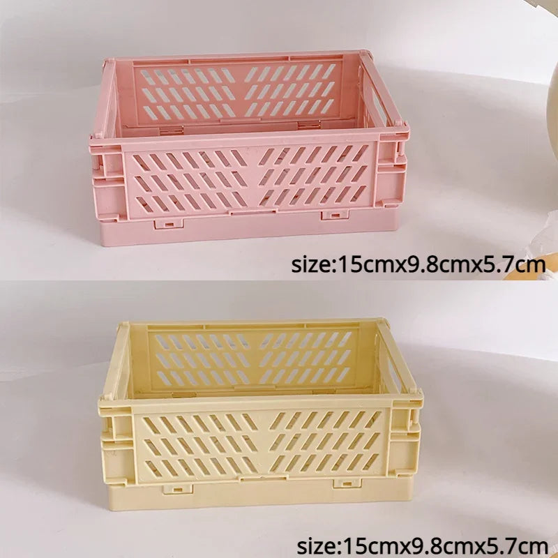 Plastic Foldable Storage Crate Folding Box Basket Stackable Cute Makeup Jewellery Toys Boxes for Storage Box Organizer Portable