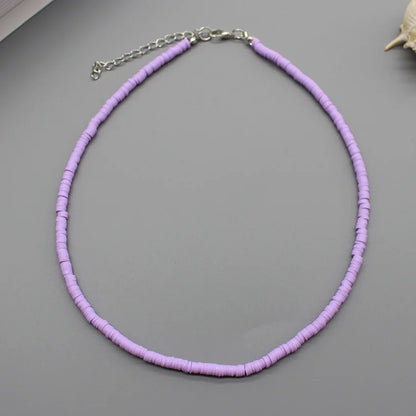 Colorful Beads Necklace Women Summer  Korean Handmade Fashion Boho Polymer Clay Choker  Pendant Neck Collar Female Beach Jewelry