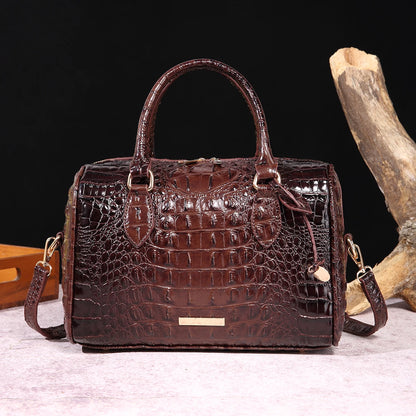 Beg Tangan Boston Timbul Buaya Ombre Beg Selempang Gaya Klasik Dompet Beg Kulit Wanita 