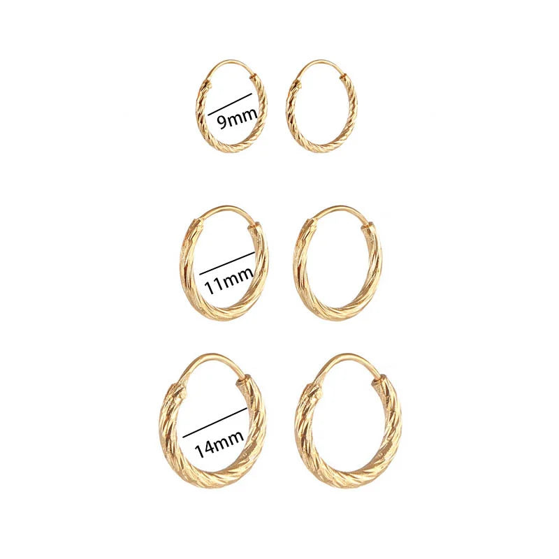 Gold Color Vintage Circle Hoop Earrings for Women Girls Simple Fashion Geometric Drop Earring Set New Trendy Jewelry Party Gifts