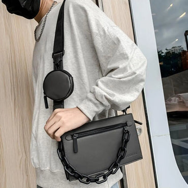 Beg Lelaki Crossbody PU Kulit Ringan dengan Poket Berbilang Beg Kecil