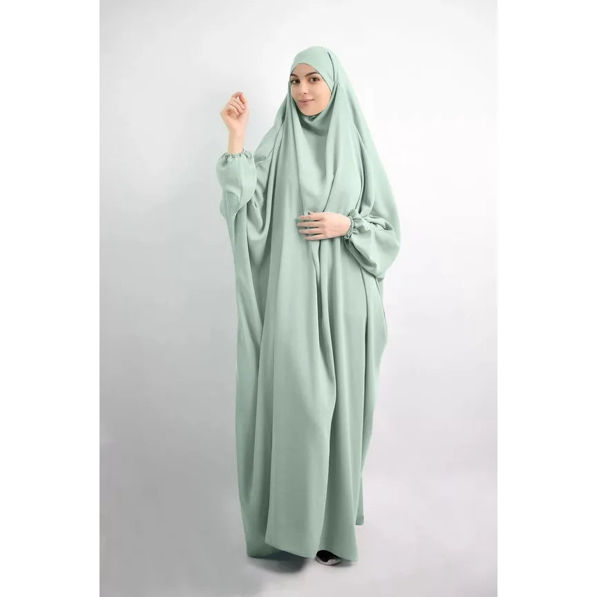 10 Colors Muslim Robe One Piece Solid Color Long Dress Ramadan Prayer Hijab Gilbab Women Hooded Veil Islam Dubai