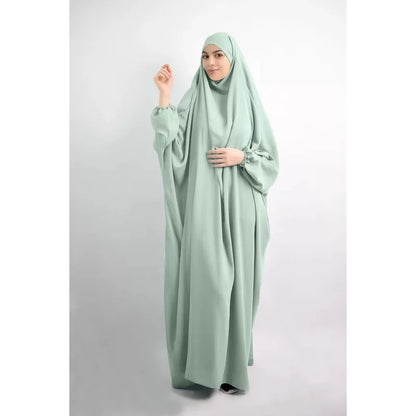 10 Colors Muslim Robe One Piece Solid Color Long Dress Ramadan Prayer Hijab Gilbab Women Hooded Veil Islam Dubai