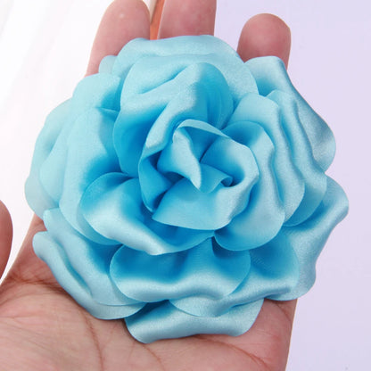 9cm Bunga Peony Satin Buatan Tangan Buatan Tangan untuk Klip Jepit Rambut Pakaian Hiasan Kepala Aksesori DIY DIY roset Fabrik Sutera organza 