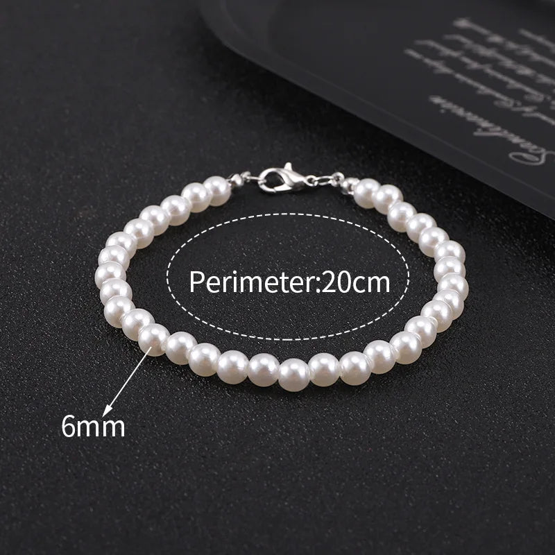 Pearl Necklace Men Simple Handmade Strand Bead Necklace 2024 New Trendy Man Jewelry for Women Girls Wedding Banquet Necklaces