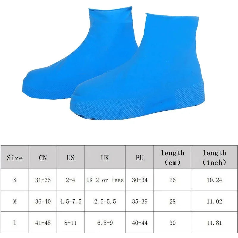 1 Pair Silicone WaterProof Shoe Covers Lip-resistant Rubber Rain Boot Rain Gear Overshoes Accessories for Outdoor Rainy Day