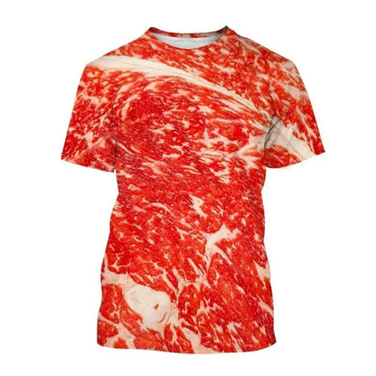 T-shirt Daging Kambing Lembu Kreatif Lelaki Wanita Cetak 3D Streetwear Personaliti T Kemeja Kasual Leher O Baju Tee Tops Pakaian Lelaki 