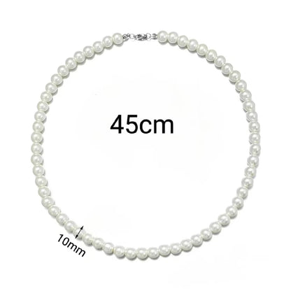 Pearl Necklace Men Simple Handmade Strand Bead Necklace 2024 New Trendy Man Jewelry for Women Girls Wedding Banquet Necklaces