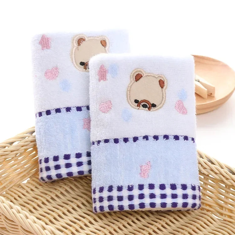 2pcs 100%Cotton Cartoon Bear Jacquard Children Face Towel Soft Absorbent Cute Small Bath Towel 25*50cm