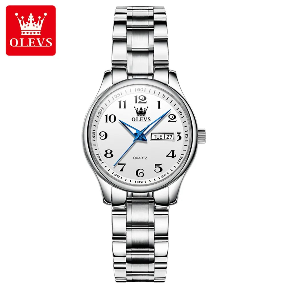 OLEVS Luxury Quartz Watch for Women Elegant Stainless Steel Watch Luminous Waterproof Week Date Wristwatch Ladies Dress Watch