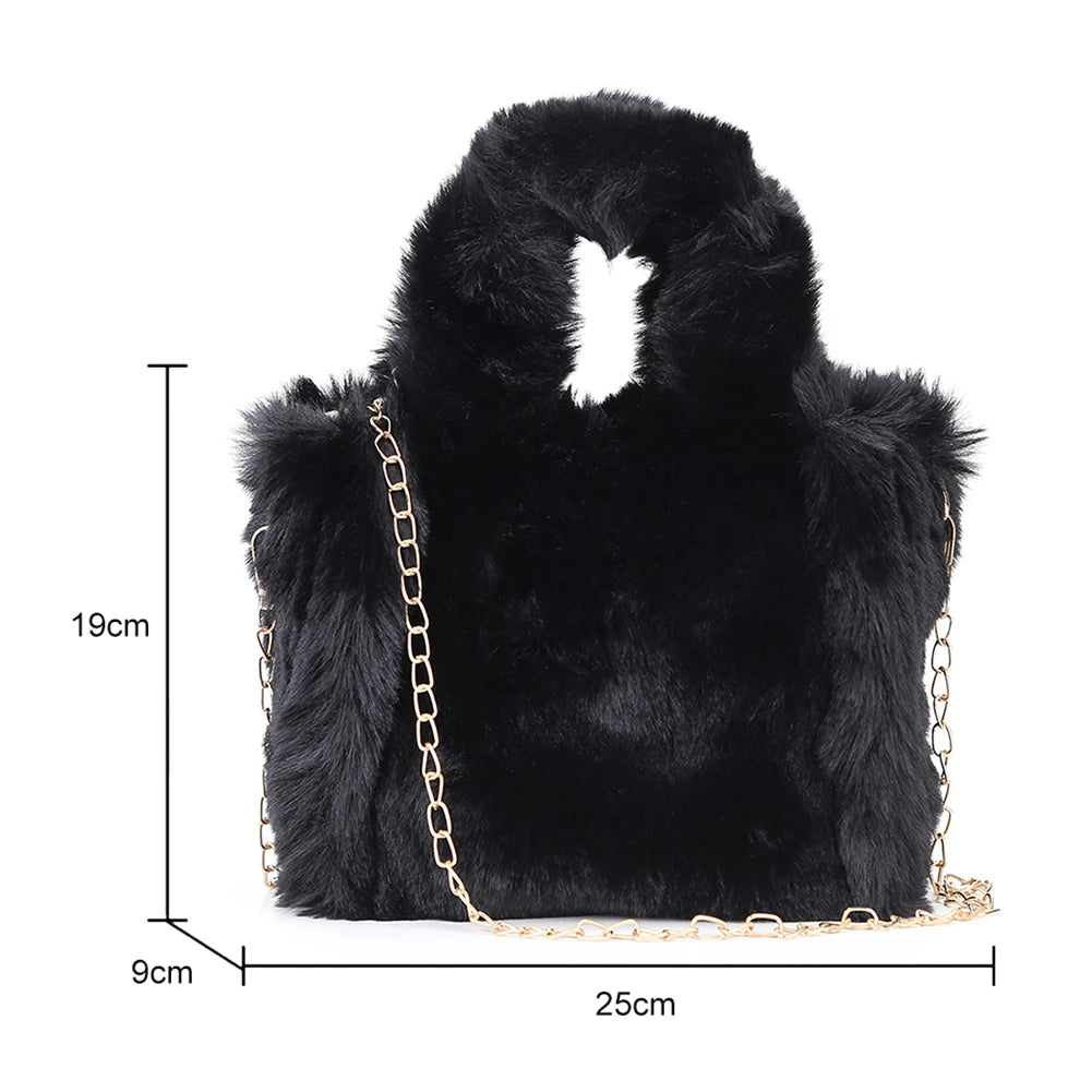 Winter Faux Fur Plush Tote Bag Women's Bag Letter Designer Large Capacity Handbag Shoulder Bag Purses Female Satchel Bags Bolsas