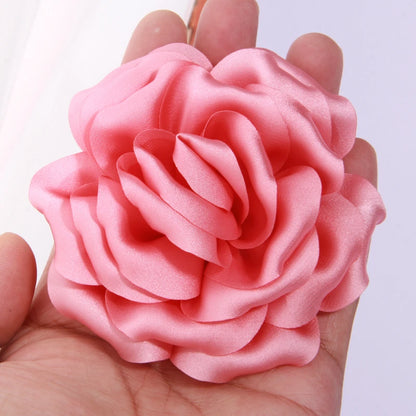 9cm Bunga Peony Satin Buatan Tangan Buatan Tangan untuk Klip Jepit Rambut Pakaian Hiasan Kepala Aksesori DIY DIY roset Fabrik Sutera organza 