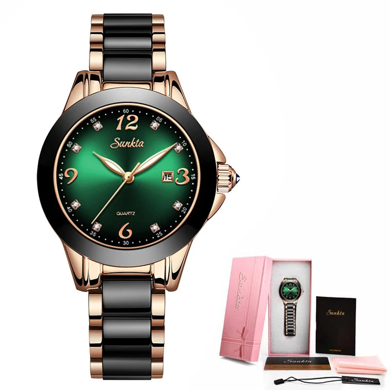 New LIGE Fashion Women Ceramic Watches Brand Luxury Ladies Watches Waterproof Quartz Bracelet Watch Woman Date Clock reloj mujer