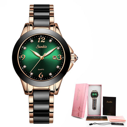 New LIGE Fashion Women Ceramic Watches Brand Luxury Ladies Watches Waterproof Quartz Bracelet Watch Woman Date Clock reloj mujer