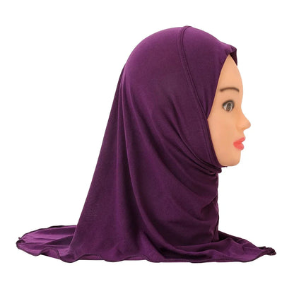 Muslim Hijabs for Kids Girl 7 to 12 years old Islamic Scarf Shawls Soft Stretch Material Malaysia Girl Children Hijabs Wholesale