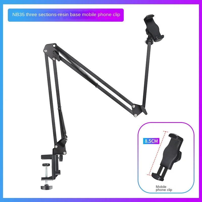 Three-section mechanical arm metal mobile phone holder bedside table ipad cantilever holder desktop video universal type