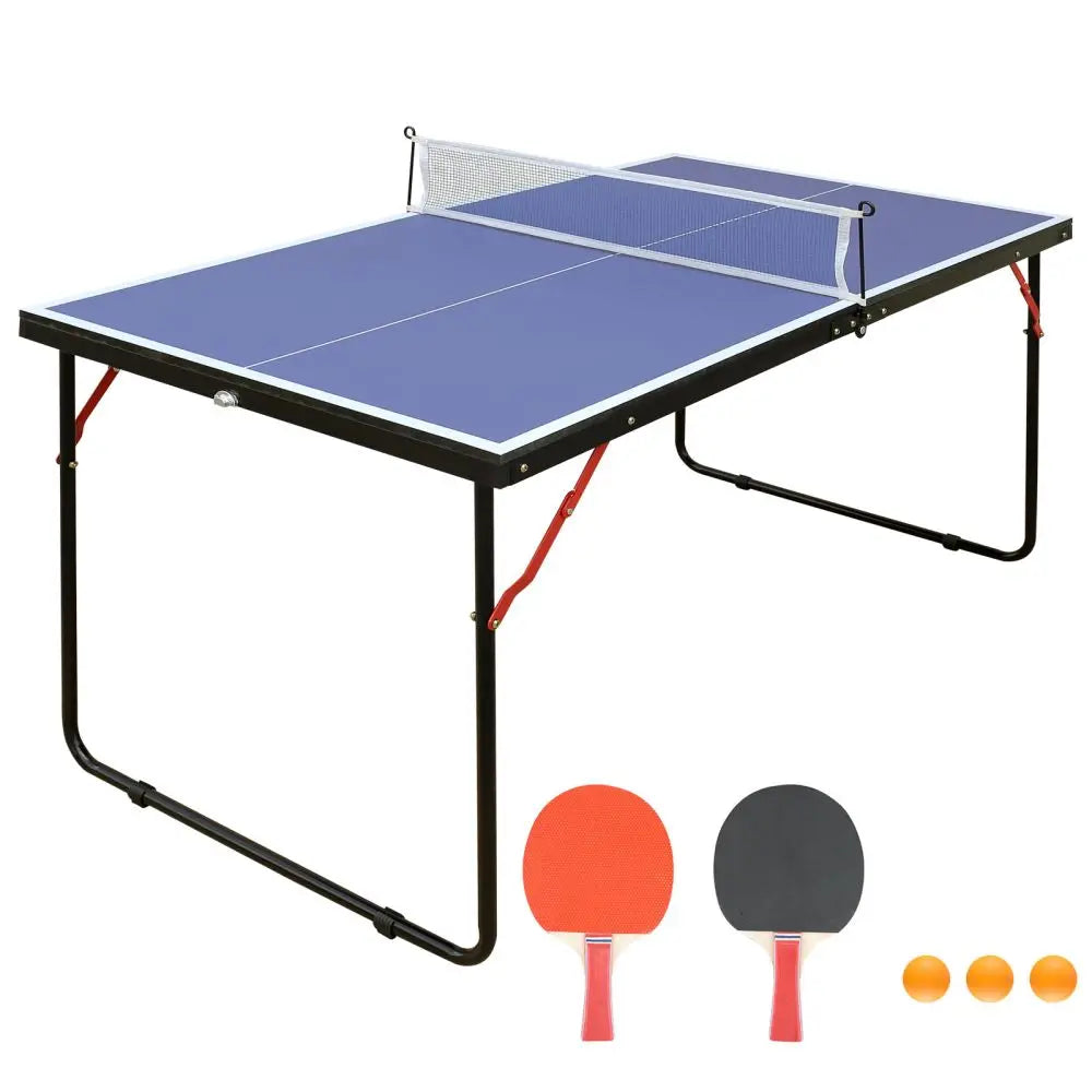 Table Tennis Table Foldable & Portable Ping Pong Table Set with Net and 2 Ping Pong Paddles for Indoor Outdoor Game