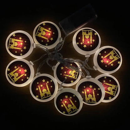 Ramadan Star Moon Castle Lampu Rentetan LED Eid Mubarak Hadiah Islam Muslim Ramadan Kareem Hiasan untuk Pesta Aidilfitri di Rumah 