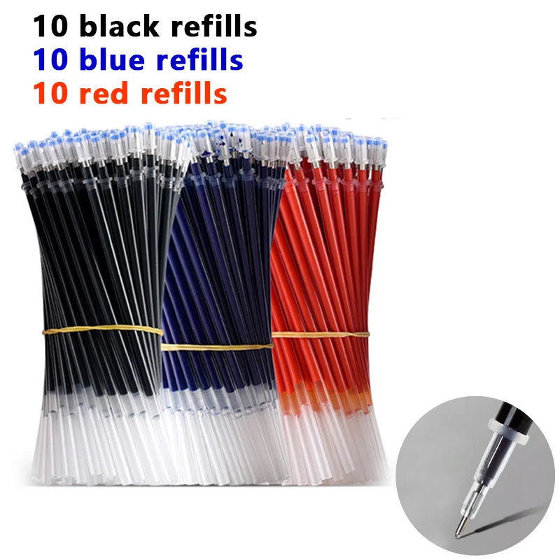 0.5mm Gel Pens Set Black Blue Red Refills Ballpoint Pens Bullet Tip School & Office Supplies Stationery Kawaii Accessories